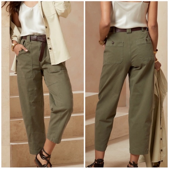Banana Republic Pants - Banana Republic Womens High Rise Relaxed Barrel Leg Cargo Pants 4 Olive Utility